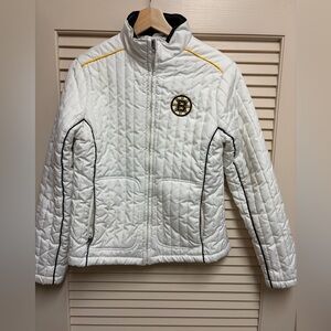 Boston Bruins Womens Medium Quilted Jacket Gill Carl Banks NHL White Full Zip